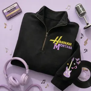 Quarter Zip Embroidered Sweatshirt, Pop Star T-Shirt, Hannah 20th Anniversary Merch
