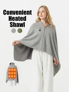 Multi-Color USB Portable Heated Shawl, 9 Zone Temperature Control Ultra Soft Corduroy Design, Unisex Home & Office Use