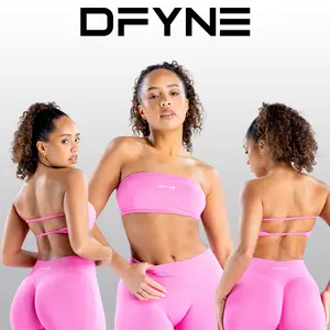 Dfyne Impact Seamless Set – Backless Bandeau Sports Bra, High-Waisted Shorts & Leggings for Gym & Everyday Style