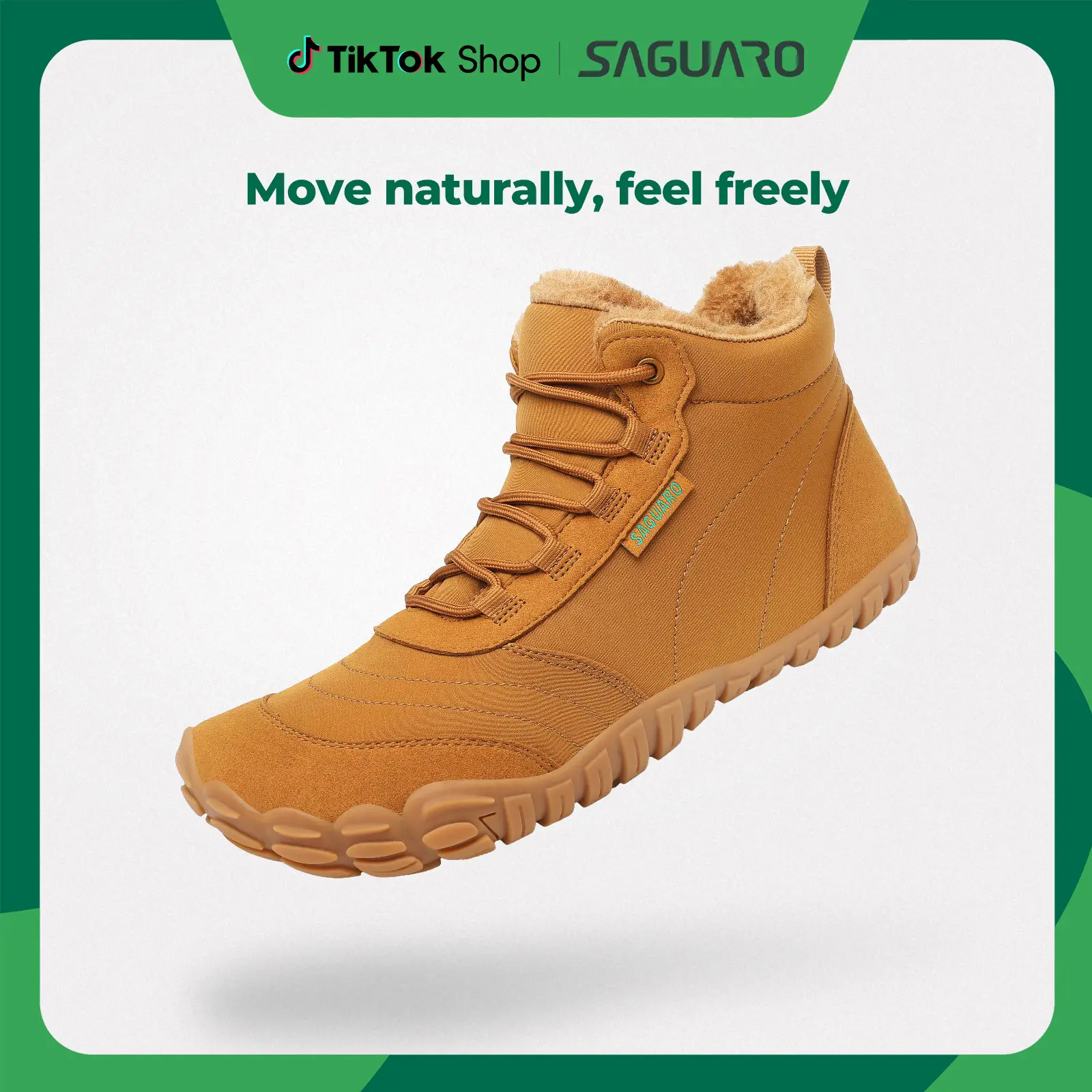 Saguaro Will II Winter Barefoot Shoes for men/women Splash-resistant Furry Warm lining Rubber sole Mid-tube Wide toe comfort Walking Boot Outdoorfun