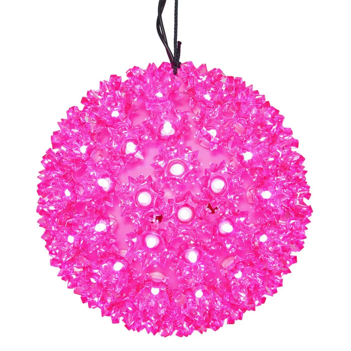 212 MAIN 6 in. Starlight Sphere Christmas Ornament - Plastic Wide Angle Blush Pink 50 LED Ball Lights, Party Decoration Supplies, Colorful Light-Up Christmas Decor