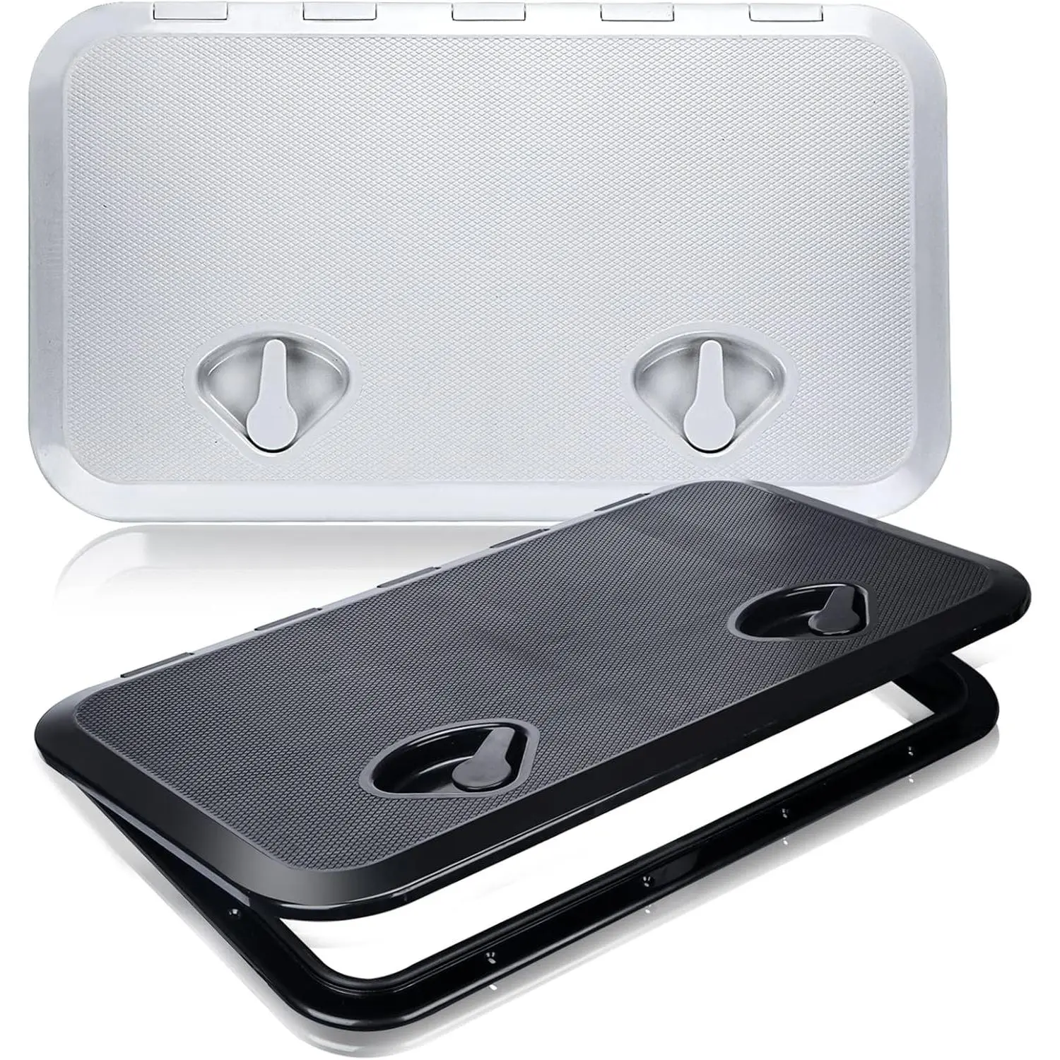 smartmarine 24"x14" Marine Boat Deck Hatch,Boat Access Hatch & Lid, Black/White Cover Logo