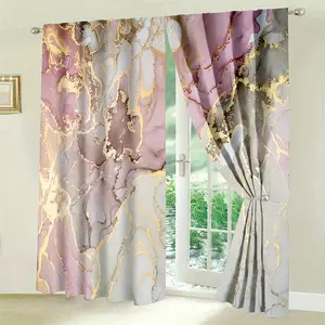 2pcs/Set 2D Flat Printing Nordic Marble Door Curtains Light and Airy Feel for Cozy Bedroom Chic Office Stylish Kitchen Welcoming Living Room and Serene Study
