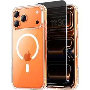 Magnetic for iPhone 17 Pro Max Case Clear, Privacy Screen Protector Compatible with MagSafe Shockproof Slim Phone Case for 17 Pro Max Cover, Transparent.
