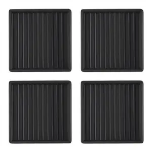 4Pcs Anti-Slip Furniture Pads- 2x2In Square Rubber Anti Skid Caster Cups, Leg Coasters-Couch, Chair, Bed Stoppers
