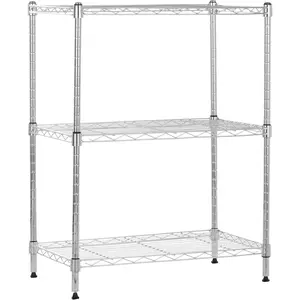 3-Shelf Adjustable Heavy Duty Steel Wire Shelving Rack with Chrome Finish, No-Tool Assembly, 250 lbs per Shelf, 23.2" L x 13.4" W x 30" H