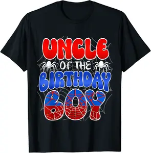 Uncle of the Birthday Boy Costume Spider Web Birthday Party T-Shirt - Antonioja Shop 41B0CZRSRLR5