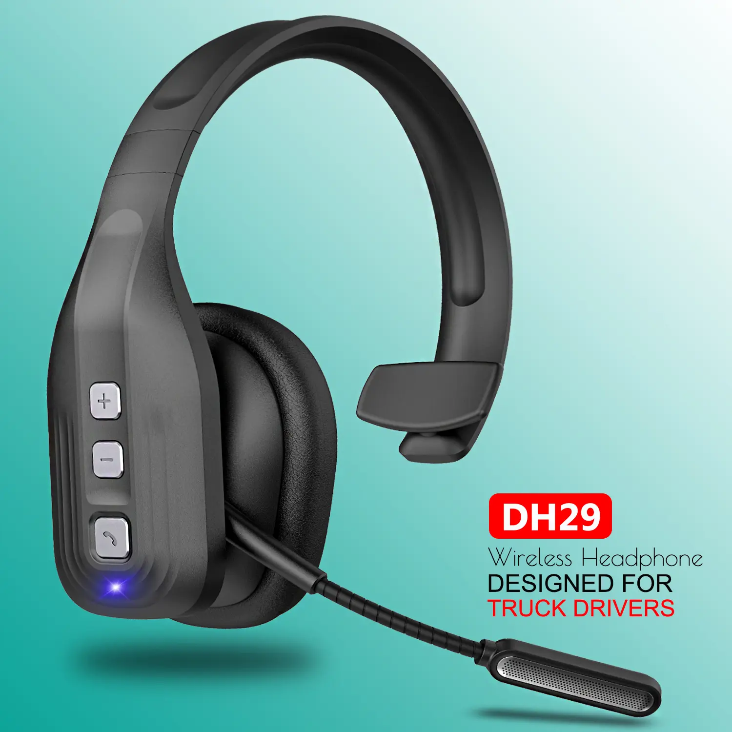 Over Ear Wireless Trucker Bluetooth Headphone - Noise Canceling, Built-In Mic, High-Quality Sound, Comfortable Fit for Truck Drivers, Compatible with Mobile, Android, PC, Laptop, Electronic Audio Devices