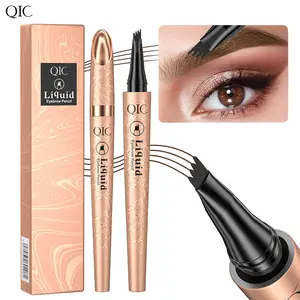 Waterproof Eyebrow Pencil 4-Fork Design, Sweatproof Microblading Brow Pen, Easy Contouring, Natural Fuller Brows