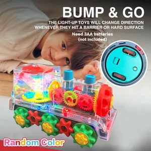 Electric Toy Transparent Gear Train, Clear Shell Gear Structure, Rotating Lights Music Realistic Train, Kids' Playmate (no Battery)