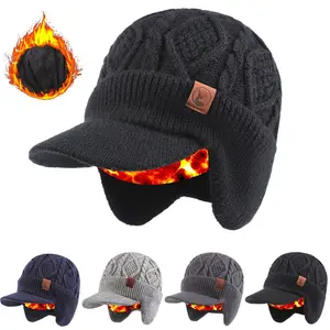 Fleece-Lined Thickened Winter Ear Protection Cold-Proof Warm Knitted Duckbill Hat for Men and Women Winter Cold-Proof Warm Knitted Hat for Men