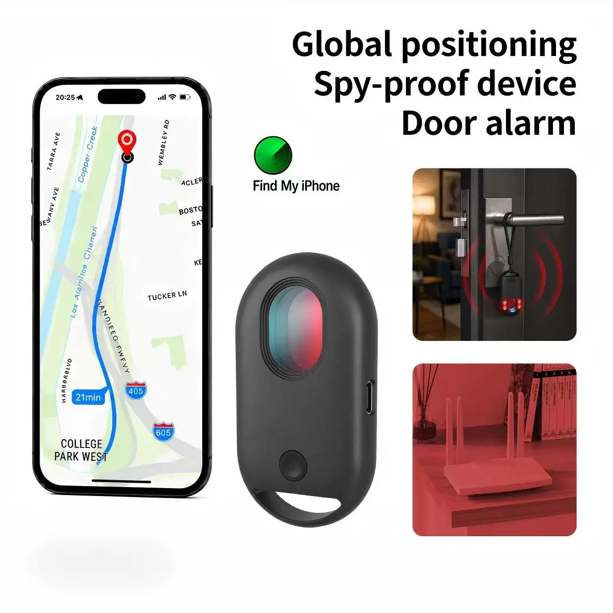 Anti-Spy Hidden Camera Detector with GPS Tracker, Window & Door Alarm, Long-Lasting Battery - Security System for Hotel, Travel Use (Phones & Electronics, Security Cameras & Systems)