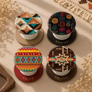 Boho Tribal Phone Grip Personalized Southwestern Phone Stand Custom Name Aztec Pattern Phone Socket Aesthetic Nomad Accessory Gift for Him
