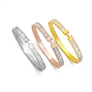 Korean Style Titanium Steel Rose Gold H Letter Bracelet for Women Fashionable Niche Design Light Luxury Jewelry Advanced Style
