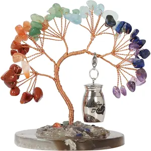 Small Urn for Human Ashes Keepsake,Stainless Steel Mini Urns for Human Ashes with Rainbow Crystal Tree Decoration Cremation Ashes Memorial Gifts for Sharing Ashes Mini Keepsake Urn