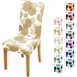 Dining Room Chair Covers Set of 8, Soft Stretch Chair Covers Slipcover Protector, Removable Washable Geometric Parson Chair Covers 8 Pack, Parmesan