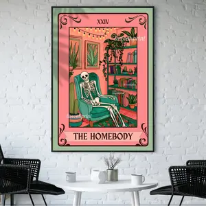 The Homebody Tarot Card - The Homebody Club Print - Spooky Print Tarot Card Decor Poster Decoration Frameless Ornaments