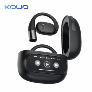 KOUO O1 Open-Ear Wireless Bluetooth 5.4 Headphones with LED HD Display High-Fidelity Sound IPX7 Waterproof for Office Sports Studying Audio Calls