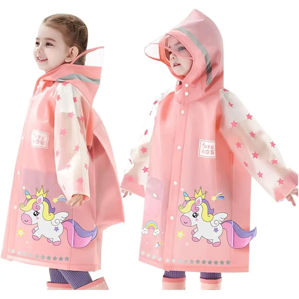 Kids Raincoats Waterproof Rain Jacket Hooded Rain Poncho Toddler Boys Girls Rain Suit Reusable Rainwear 1-8 Years Blue