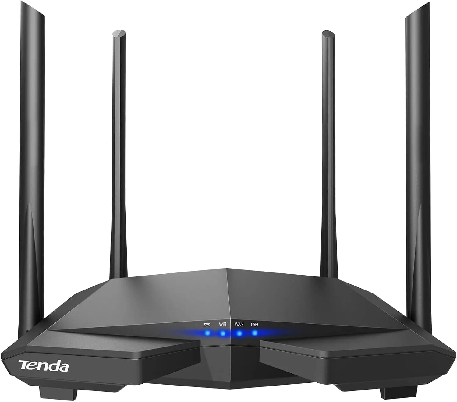 Tenda AC6 AC1200 Smart Dual-Band WiFi 5 Router - 5 GHz, 5dBi Extended Antennas, 4 x 100 Mbps Fast Ethernet Ports, Parental Control, Smart APP Control, Guest WiFi, Access Point Mode, IPv6, Multi-Channel, Plug-and-Play for Home Use, Downloading, Wireless