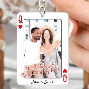 You're Alway King/queen Of My Heart Acrylic Keychain, Personalized Couple Keychain, Custom Photo Keychain, Valentine’s Day Gift For Him/her