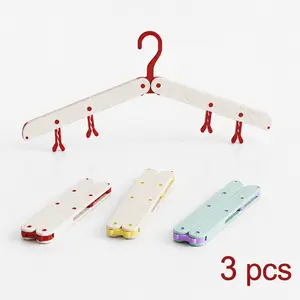 3 PCS Portable Foldable Clothes Hanger with Clips No Mark Travel Laundry Rack Compact Space Saving Design for Hotel Business Trip, Ideal for Drying Socks Garments Outdoors Organiser Hanging Set