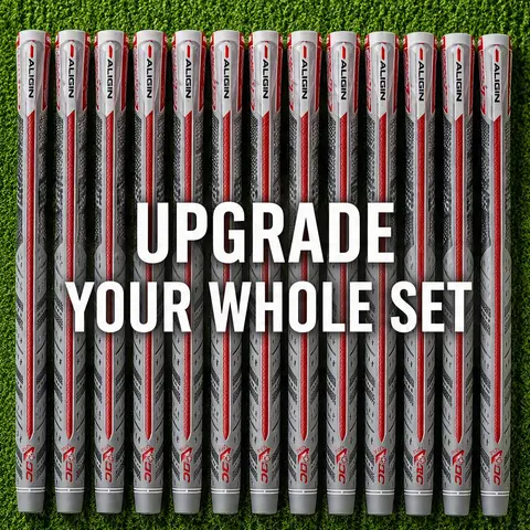 13Pcs MCC Plus 4+ Golf Grips Pack - Rubber Hybrid Grip Golf Club Parts with Patented Align Technology, Standard/Midsize Options, Gray, All-Weather Performance, Consistent Hold