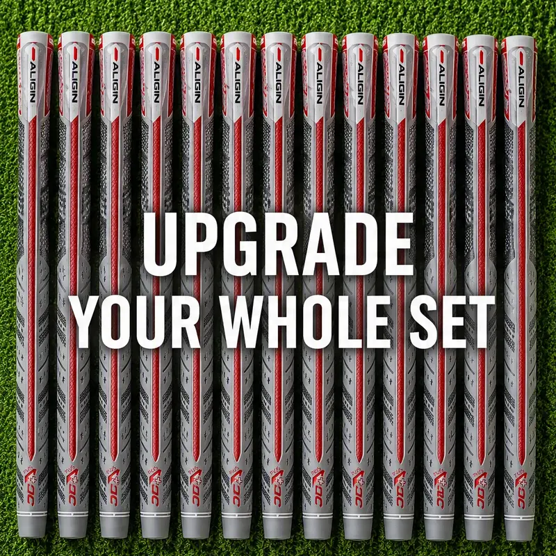 13Pcs MCC Plus 4+ Golf Grips Pack - Rubber Hybrid Grip Golf Club Parts with Patented Align Technology, Standard/Midsize Options, Gray, All-Weather Performance, Consistent Hold