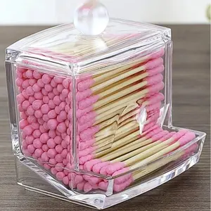 1pc Clear Cotton Swab Holder Dispenser, Bathroom Storage Container Canister, Bathroom Accessories, Ship Cabin Furniture Accessory, Ship Cabin Organizer, Non-Sensitive Good, Origin China