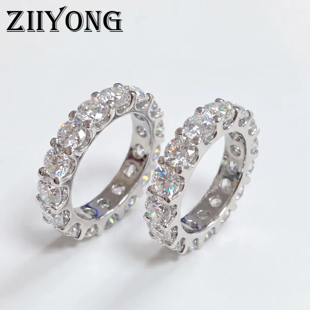 ZIIYONG Brilliant Round Cut Moissanite Eternity Band Ring 925 Sterling Silver No Rhodium Plating Hypoallergenic Luxurious Fine Jewelry For Women And Girls Perfect For Anniversary Gift Wedding Party And Everyday Wear ring for women