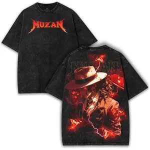 Muzan x Demon Slayer – Blood Moon Rage Graphic Tee featuring Vintage Washed Oversized Fit for True Fans Basic Cotton
