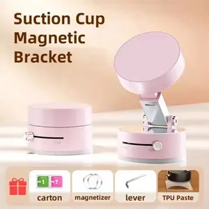 Alloystyle A2 Vacuum Sucker Bracket Star Moon Black Magnetic Phone Stand for Kitchen & Desk Foldable Cellphone Mount with Advanced Vacuum Technology and Dual Suction Capability