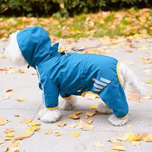 Dog Raincoat with Hood, Waterproof Dog Raincoat with Leash Hole, Dog Clothing Suitable for Small to Medium Dogs, Lightweight Puppy Coat for Outdoor Adventures