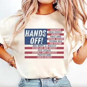 Hands Off Protest T-Shirt, Political Activism Tee, America flag Shirt, Save Public Lands, Medicare, Save Social Security Sweatshirt, Unisex Fabric Top