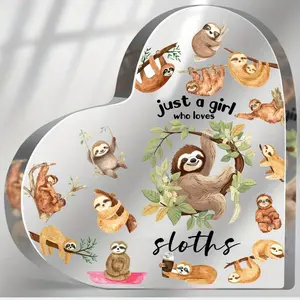 Acrylic Sloth Desk Paperweight Collection Mini Statue Collectible Figurine, Girl Who Loves Sloths Office Decor Ornaments, Sloth Lover Women Birthday Gift