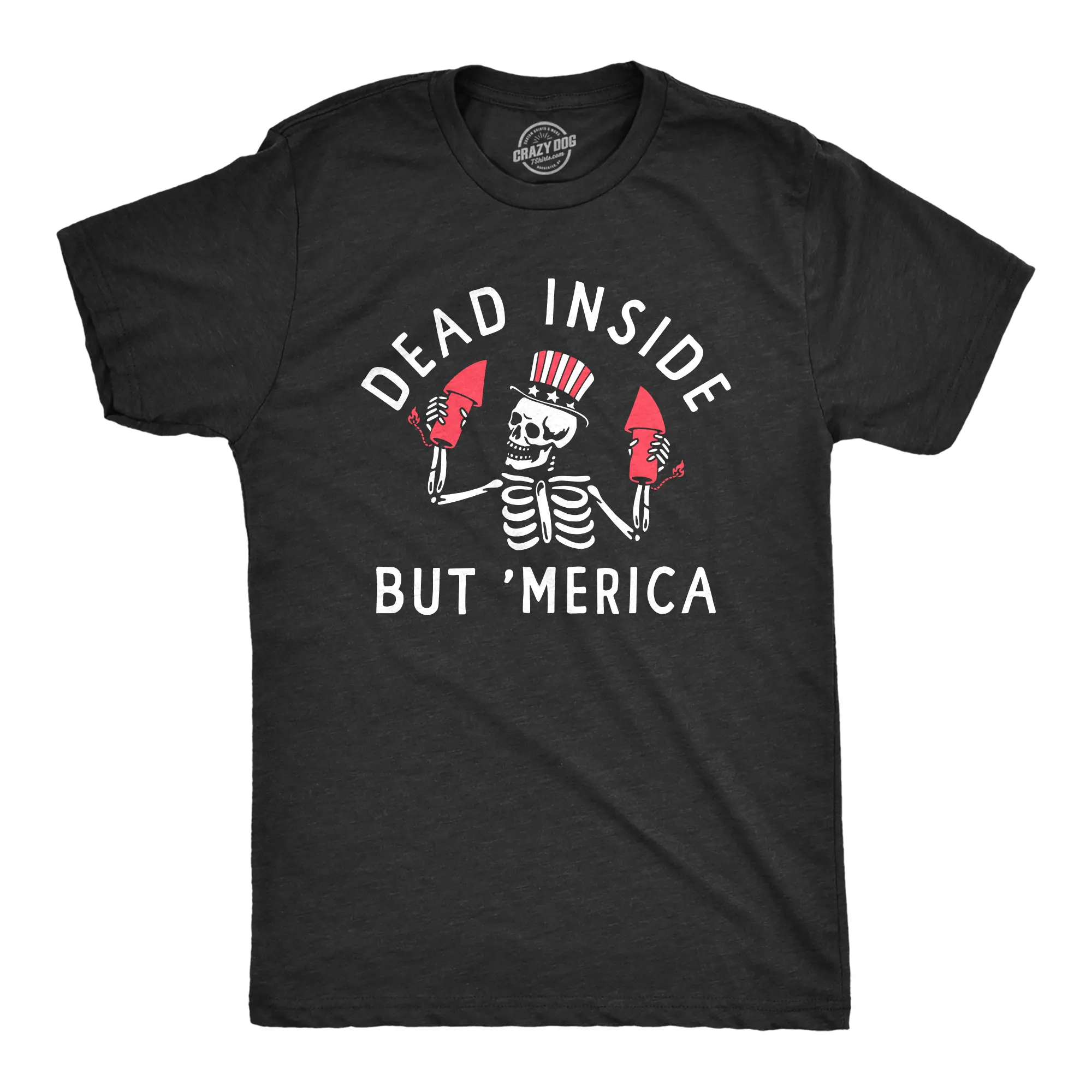 Mens Dead Inside But Merica T Shirt Funny Depressed Fourth Of July Party Tee for Guys Mens Funny T Shirts Cool Vintage Fashion T-Shirt Gift Classic Menswear Patriotic Apparel for Men Funny Sarcastic Short Black -