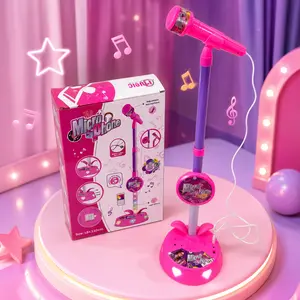 Upgraded children's microphone toy—sturdy and durable, with colorful lights; a role-playing and music education toy suitable for both boys and girls; comes with a stand and a USB-C interface for playing songs from your phone.