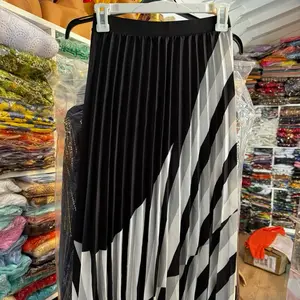 Beautiful White and Black Skirt - Simple Design Striped Pattern Skirt Womenswear Bottom Women's Comfortable Wide Leg Pants