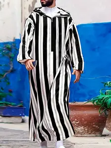 Men's Long Sleeve Shirt Casual Muslim Embroidered Traditional Arabic Robe, Comfortable and Stylish, Perfect for Daily Wear, High-Quality Fabric