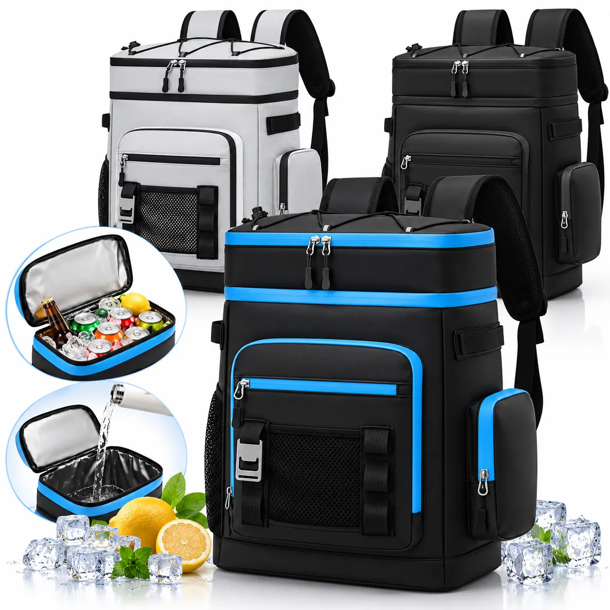 Large Capacity Leakproof Waterproof Insulated Cooler Backpack, Portable Thermal Cooler Bag For Outdoor Travel Camping Picnic, Come With Free Extra Picnic Insulation Bag