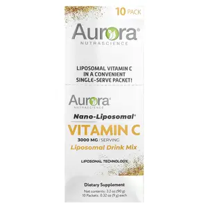 Aurora Nutrascience Nano-Liposomal®, Vitamin C,  Liposomal Drink Mix, 10 Packets, 0.32 oz (9 g) Each