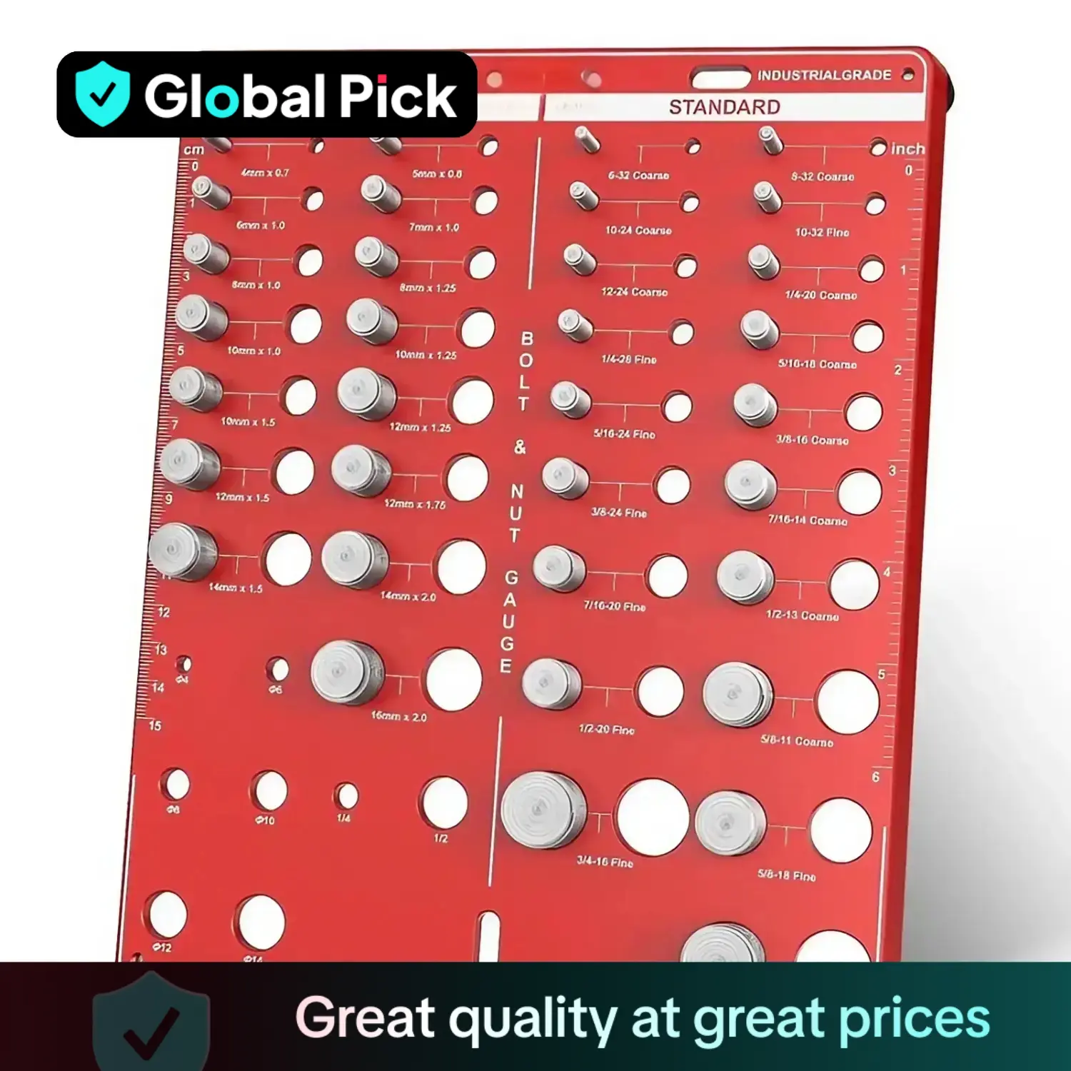 Metric & Standard Thread Checker, 42-point Thread Checker, Home Thread Size Identification Board Test Gauge Set, Hand Measuring Hardware Tools for Eff