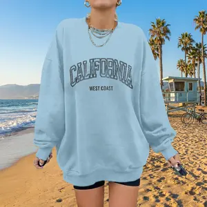 Women's Oversized Graphic Sweatshirt - Cute Los Angeles Print Long Sleeve Crewneck Pullover Casual Loose Fit Comfortable Fleece Sweatshirt for Everyday Wear Streetwear Fashion Style