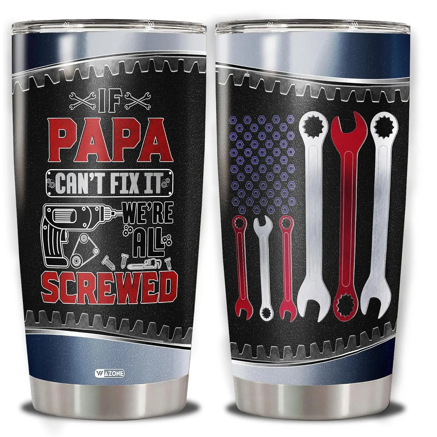 Mechanic Tumbler 20oz If Papa Can't Fix It We're All Screwed Travel Mug Vacuum Insulated Stainless Steel Gift Funny Plumber Handyman Birthday Presents Christmas For Husband Dad