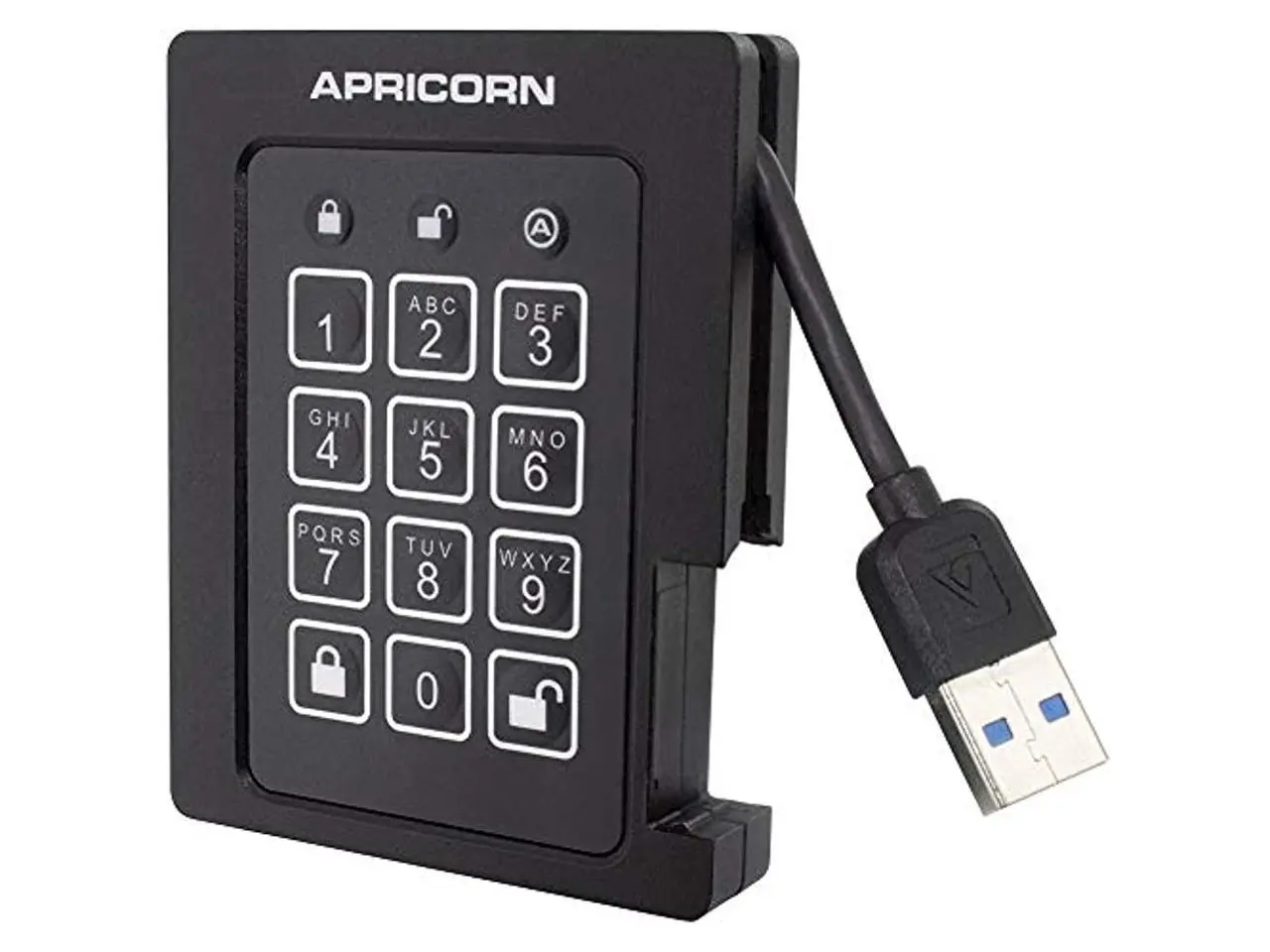 Apricorn Aegis Padlock 2 TB SSD 256-Bit, FIPS 140-2 Level 2 Validated Ruggedized USB 3.0 Encrypted External Portable Drive (ASSD-3PL256-2TBF)