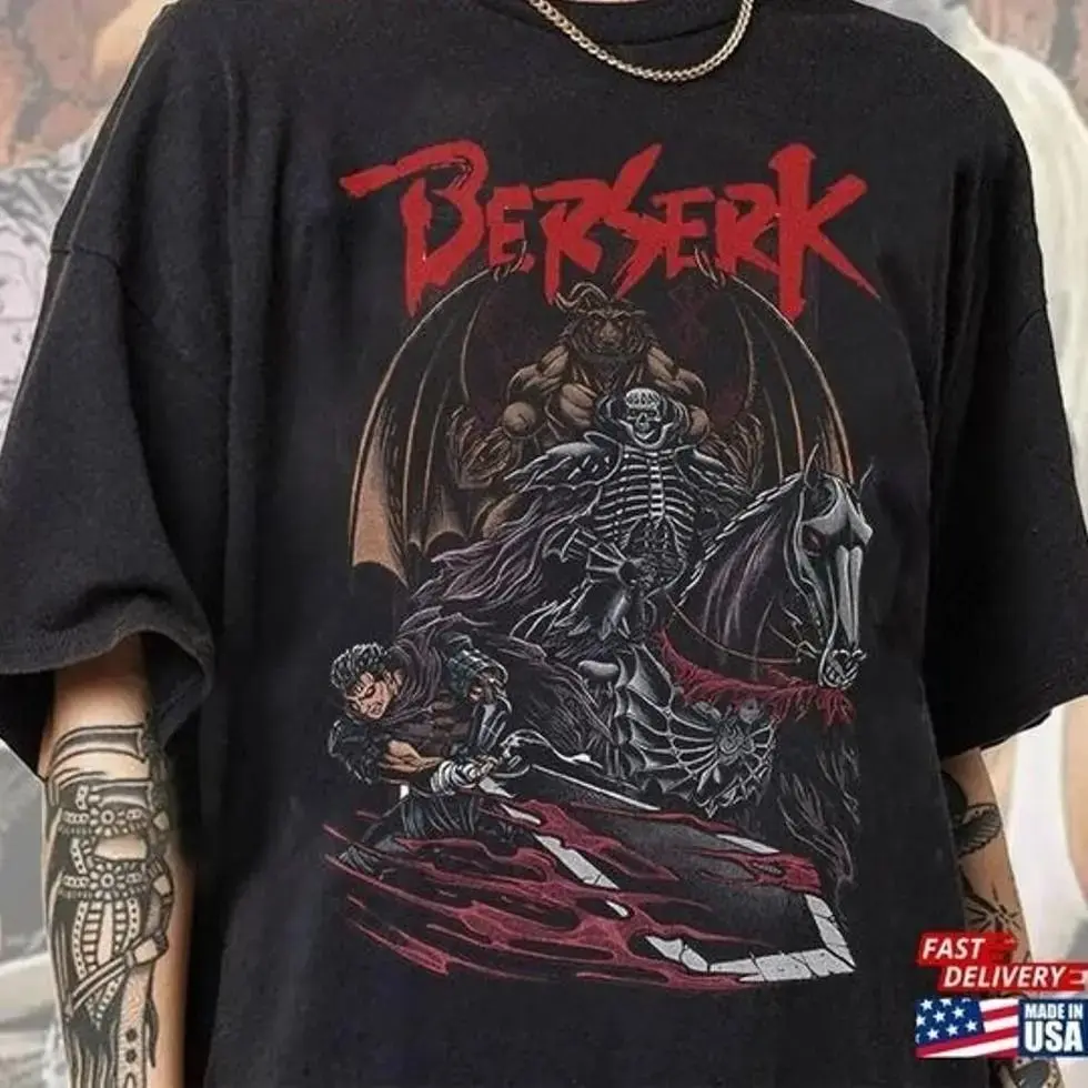 Berserk T-Shirt Japanese Anime Manga Shirt Menswear Top  T-Shirt Menswear Breathable Personalized Clothes Tshirt