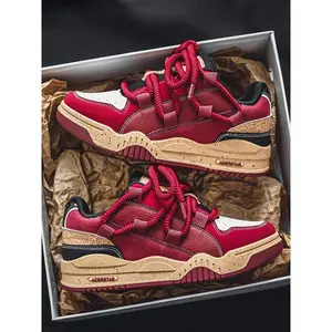 Men's High Top Colorblock Skateboard Shoes, Breathable Comfortable Fashion Sneakers for All Seasons, Outdoor Sports Footwear, Skateboarding Shoes