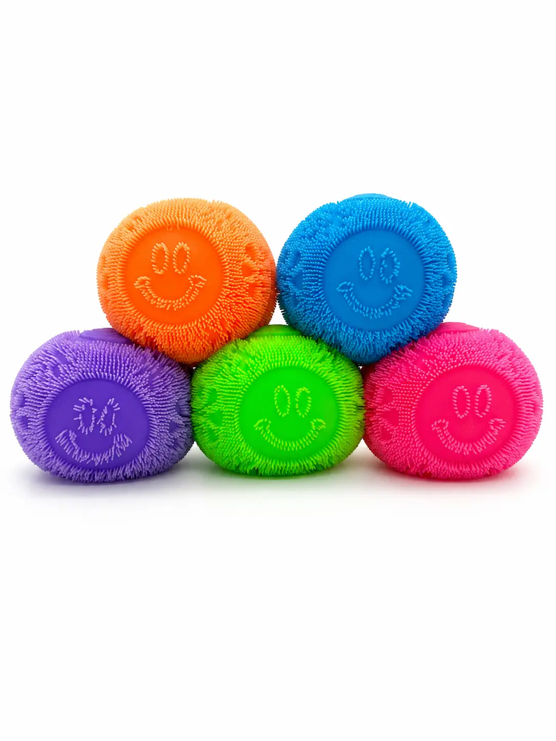 Happy Face Flower Fuzz Ball Stress Relief Toy