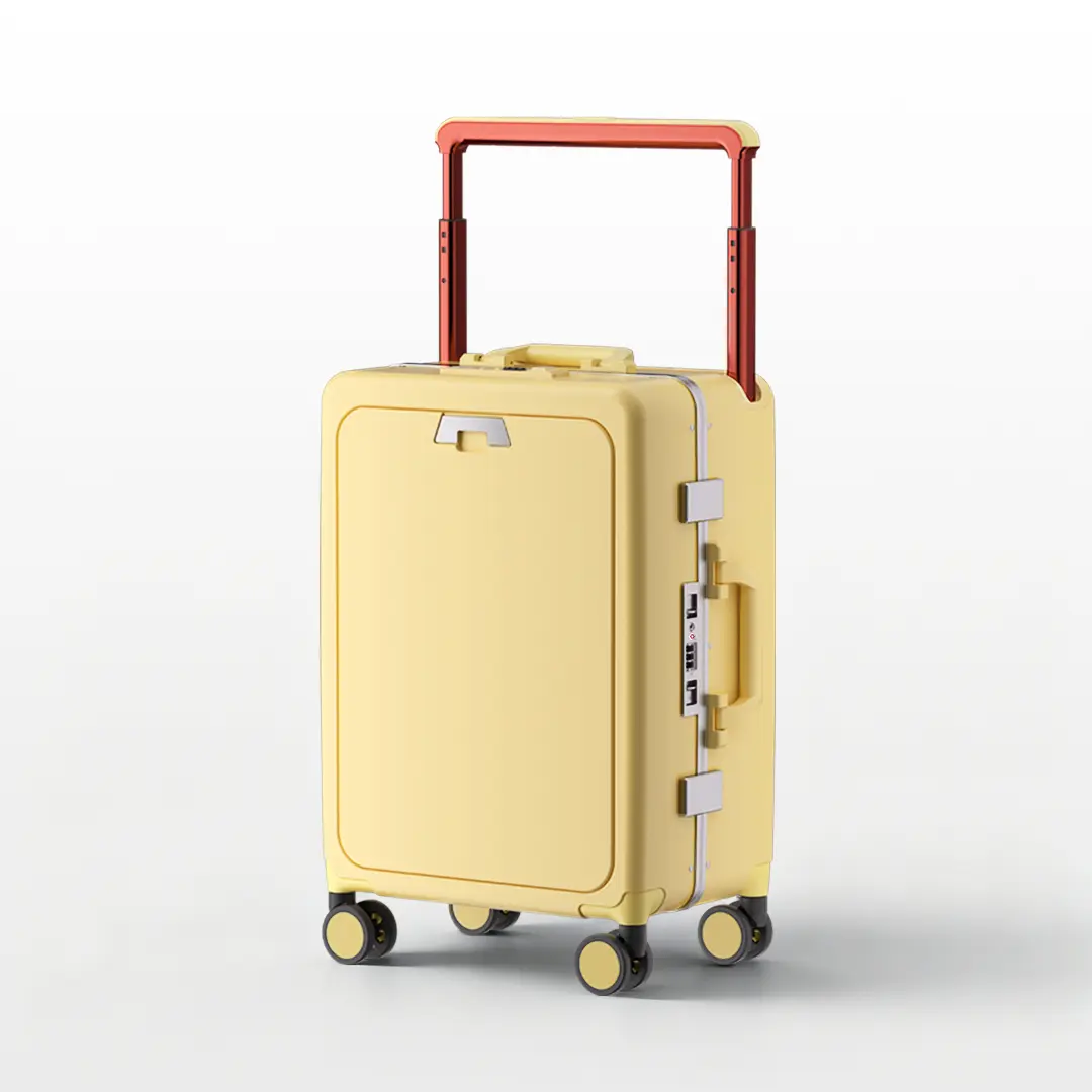Front-Opening PC Hardshell Rolling Carry-On Luggage Set, Travel Bags with Innovative Wide Handle, USB Charging Port, TSA-Approved Buckle Lock, Silent 360° Braked Wheels, Wet-Dry Compartment, Scratch-Resistant Polycarbonate Construction, Rugged Protection