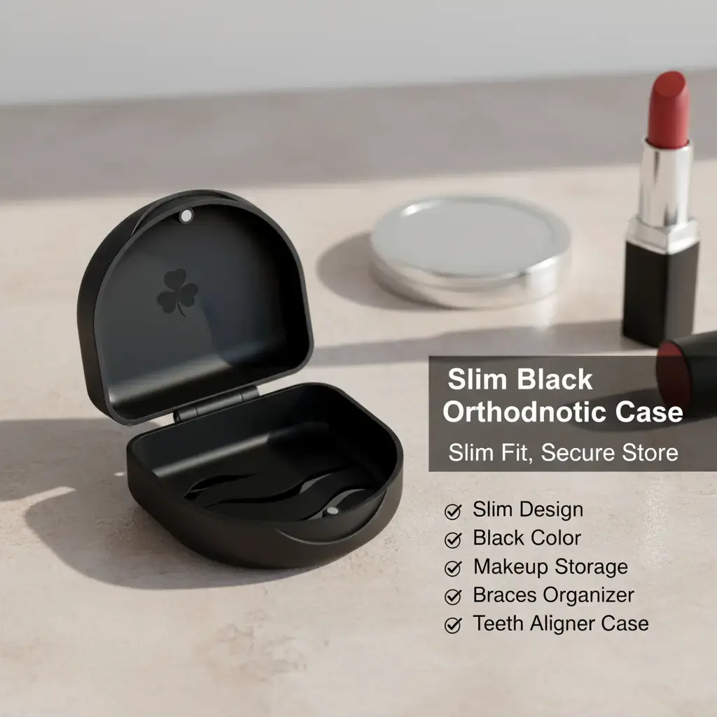 BVN Slim Black Orthodontic Retainer Case - Makeup Storage Holder for Braces, Mouth Guards, Teeth Aligners